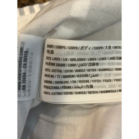 Abercrombie and Fitch NEW Blue Stripe Crop Shirt XL Smocked Adjustable Straps - Picture 6 of 8